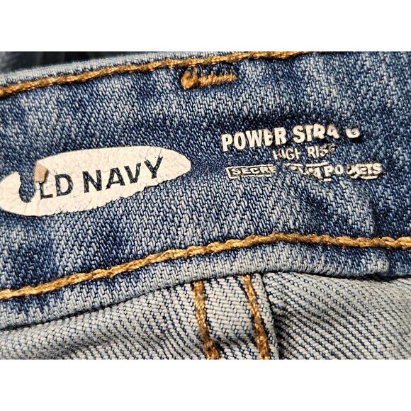 Old Navy Power Straight High Rise Jeans Womens Size 4 Light Wash Ripped Denim - Picture 5 of 6